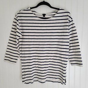 J. Crew striped shirt with 3/4 sleeves and zipper detail XS